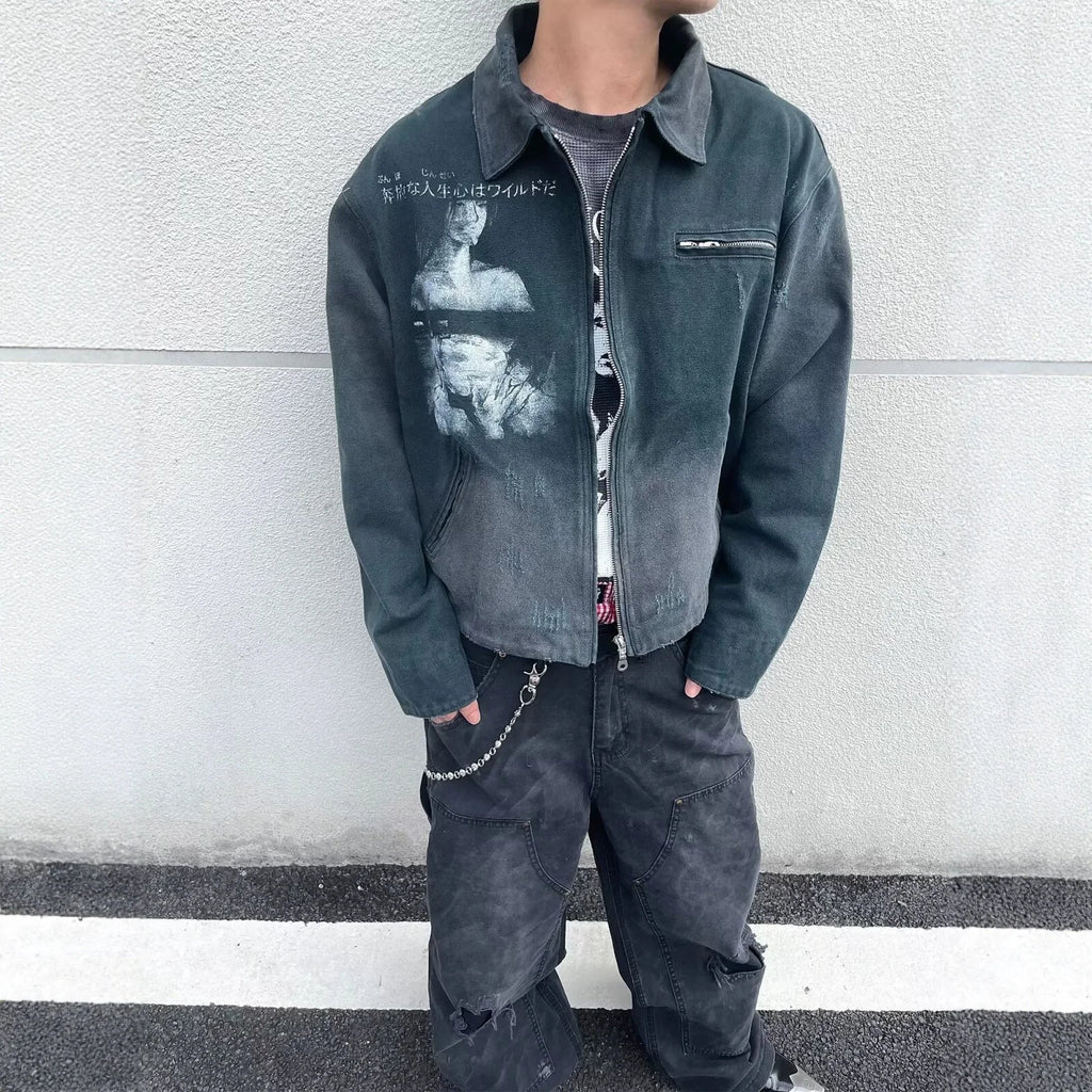 Printed Washed Work Jacket