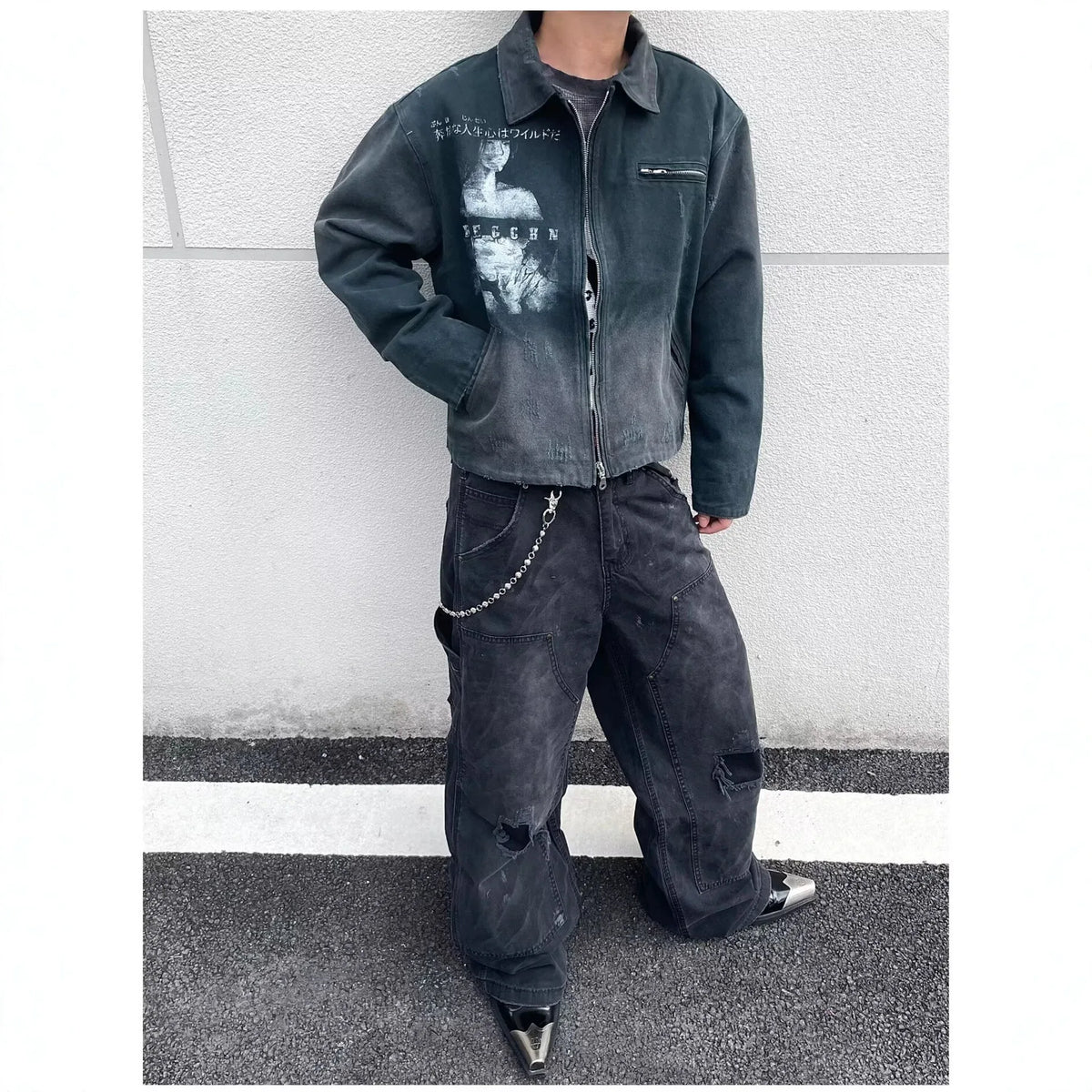 Printed Washed Work Jacket