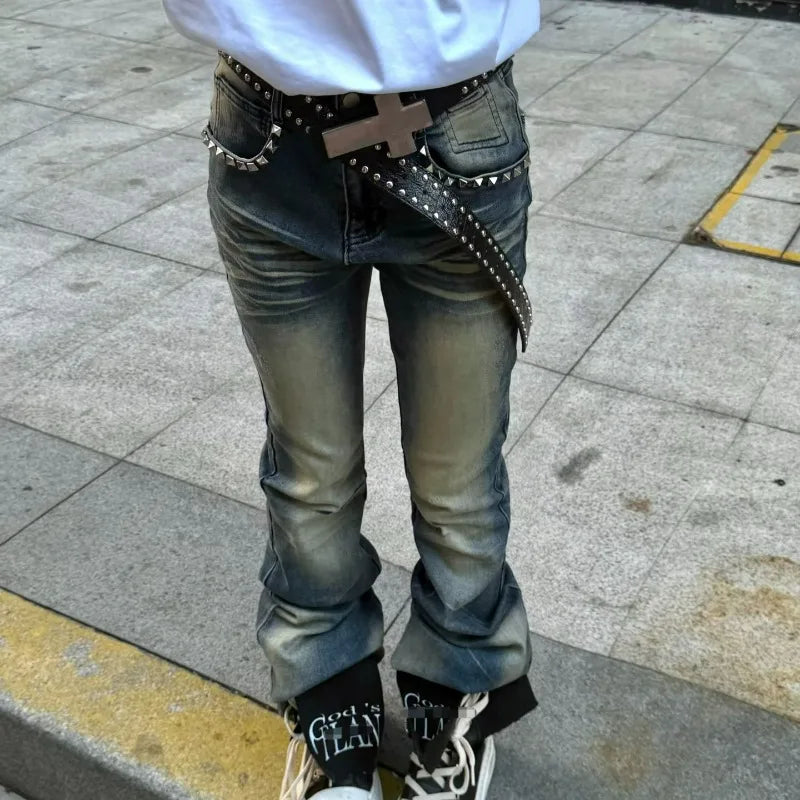 Studded Cross Buckle Belt