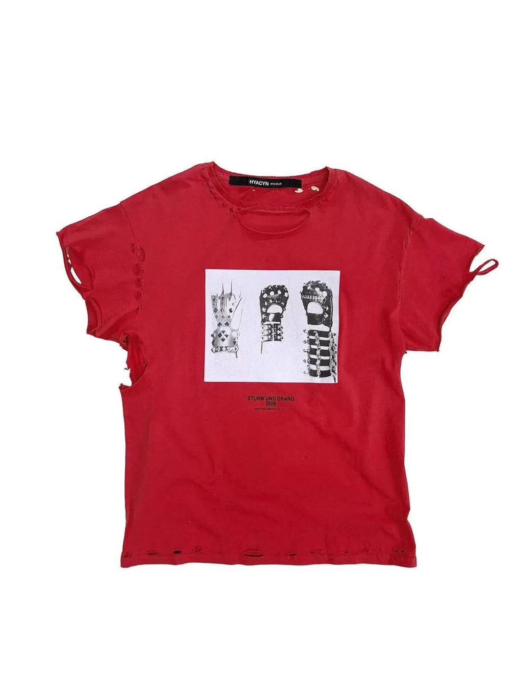 Red Distressed Photo Print Tee