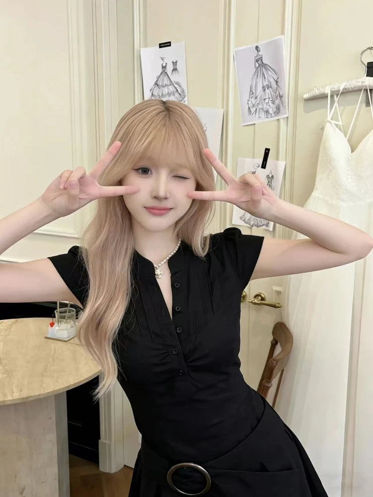 Black Belted Polo Mini Dress
