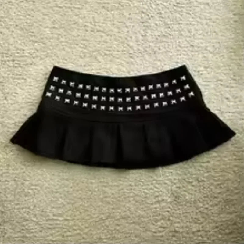 Studded Ruffle Mini Skirt