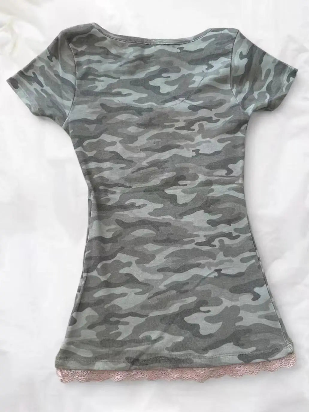 Camo Henley Lace Tee
