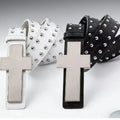 Studded Cross Buckle Belt – Black