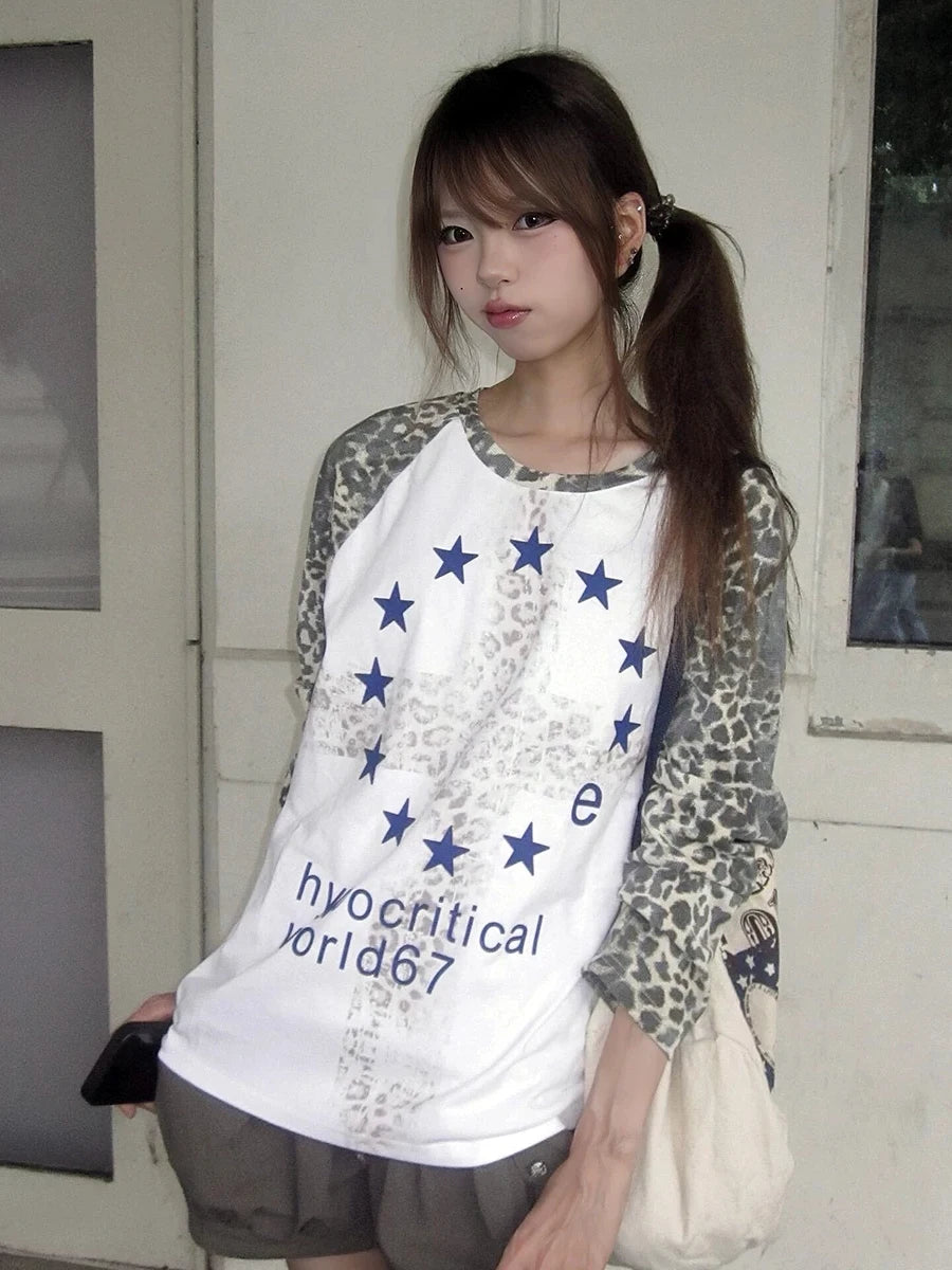 Leopard Raglan Slogan Tee