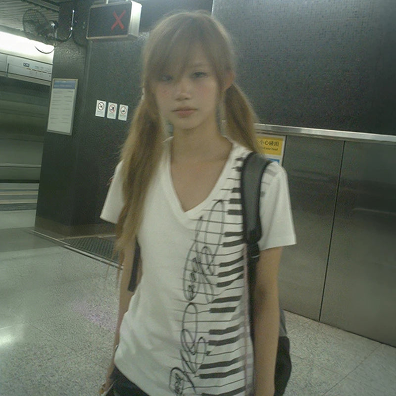 Piano Key V-Neck Tee