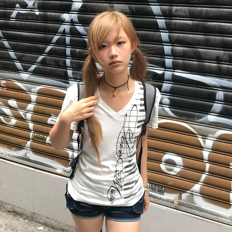 Piano Key V-Neck Tee