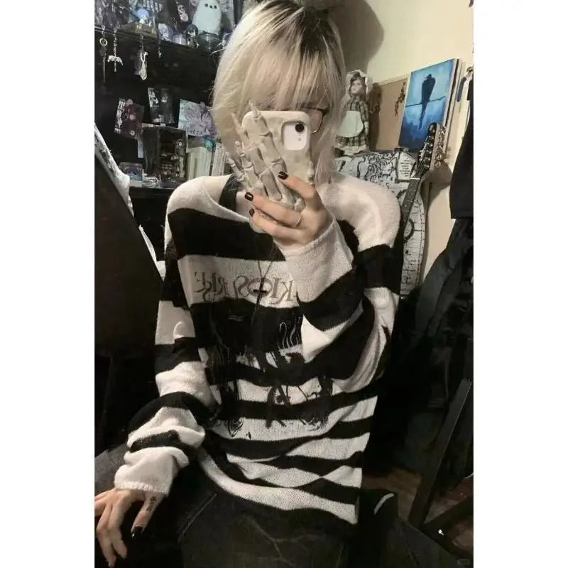 Striped Punk Knit Sweater