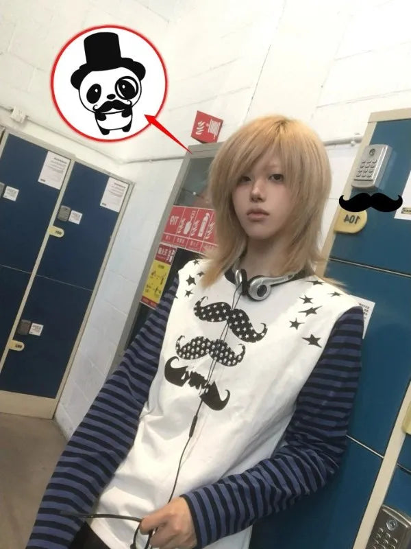 Moustache Striped Raglan Tee