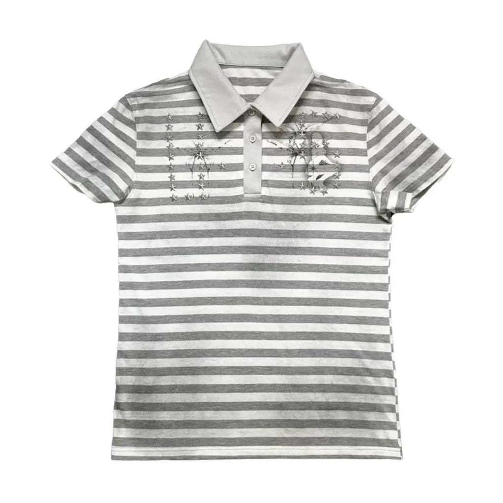Grey Stripe Star Polo