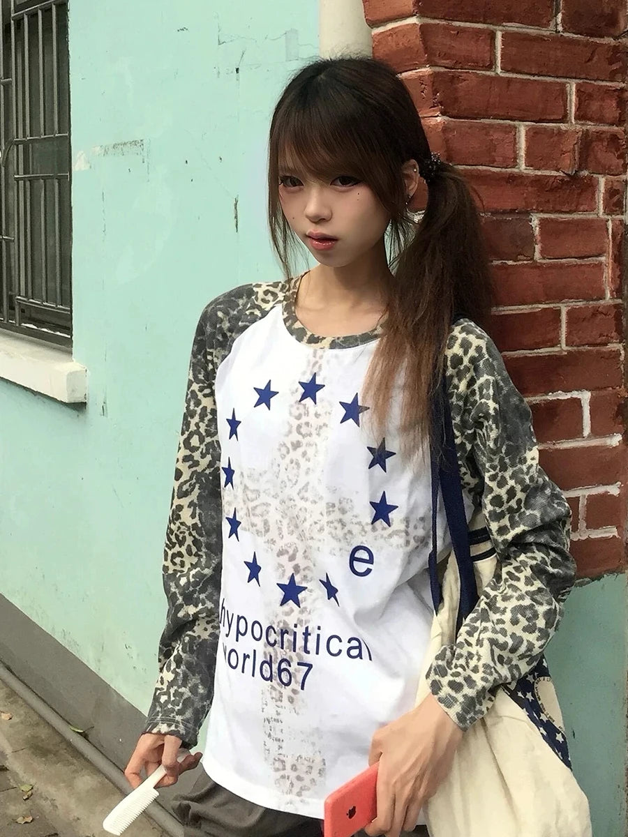 Leopard Raglan Slogan Tee