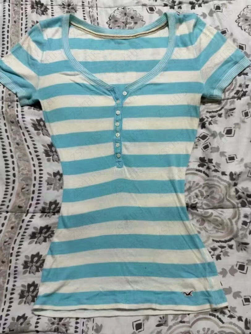 Blue Stripe Henley Tee
