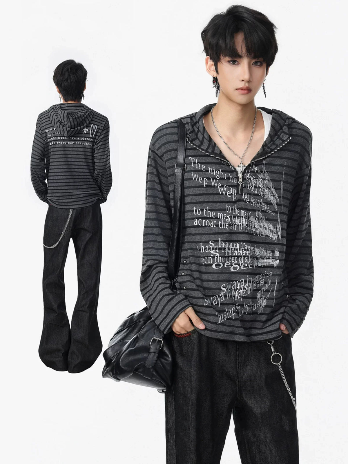 Striped Text Hoodie