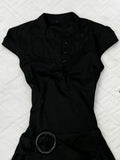 Black Belted Polo Mini Dress