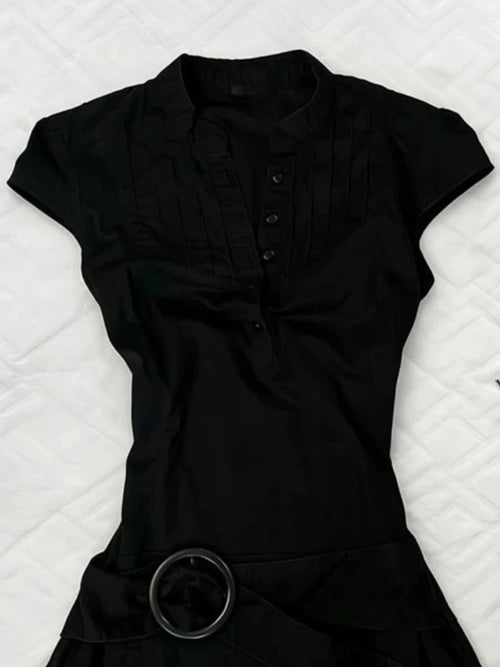 Black Belted Polo Mini Dress