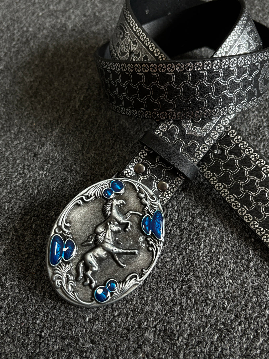 White Western Buckle Belt