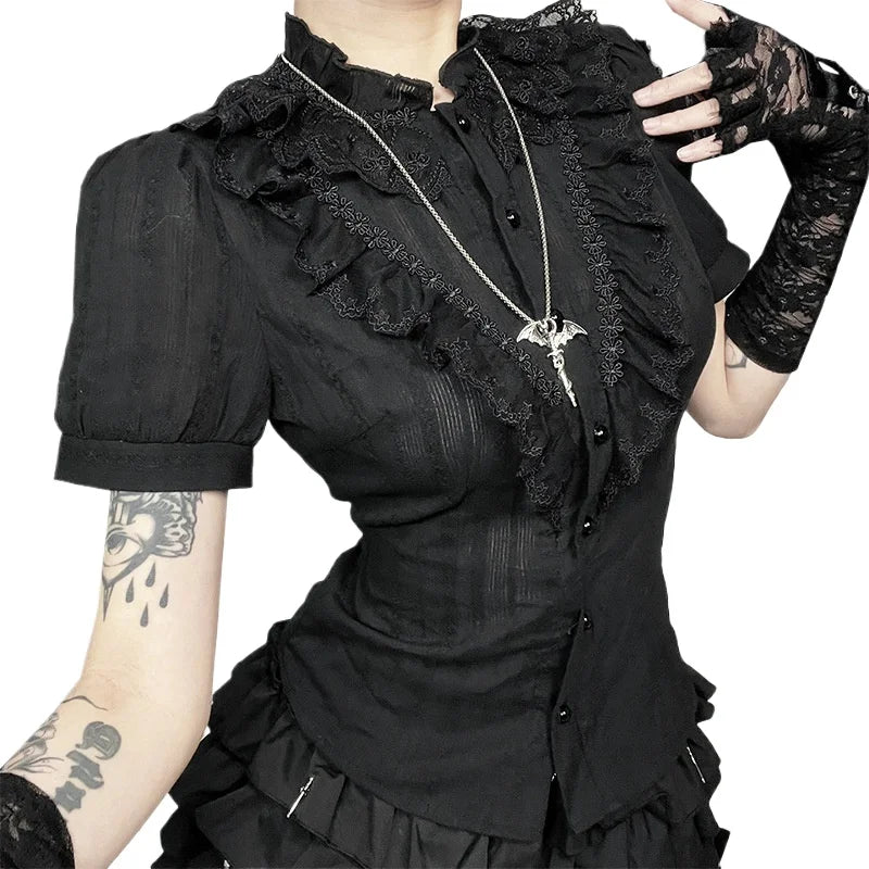 Gothic Lace Ruffle Blouse