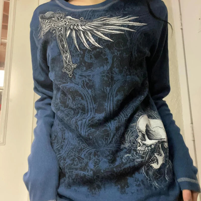 Wing Skull Long Sleeve Tee