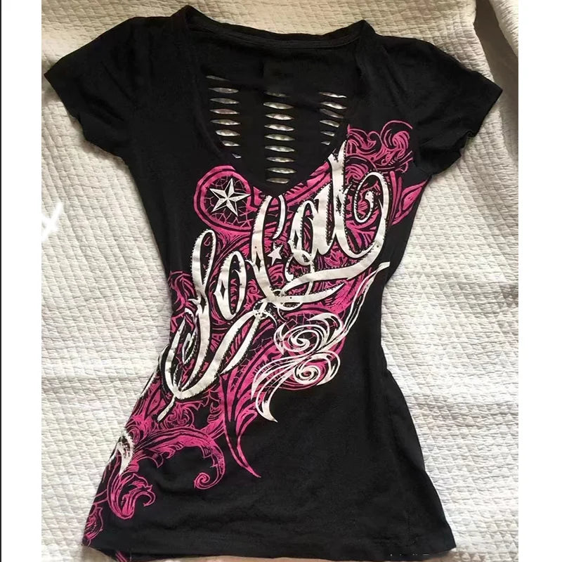 Cut-Out Back Graphic Tee