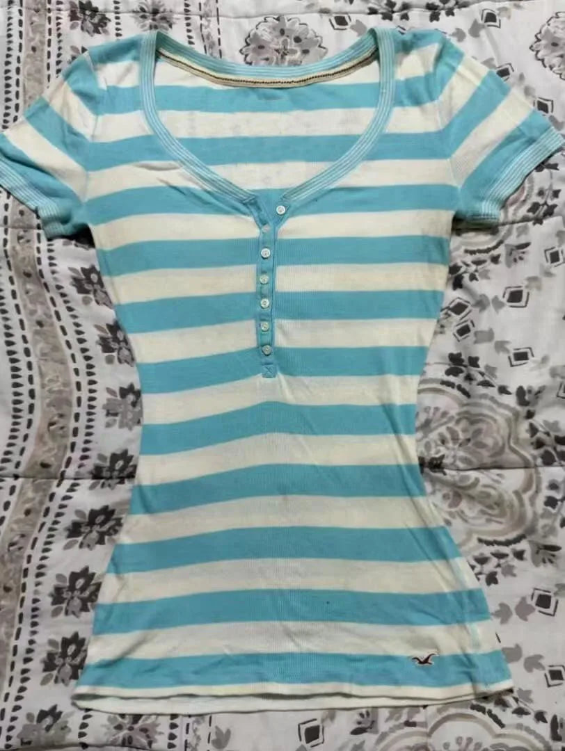 Blue Stripe Henley Tee