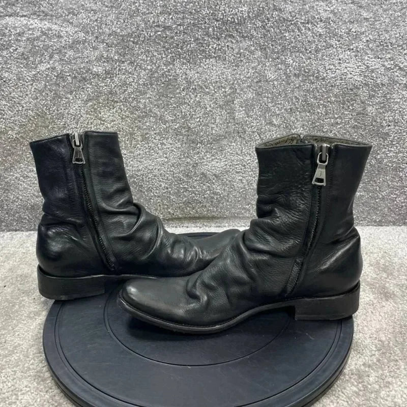 Side-Zip Leather Boots
