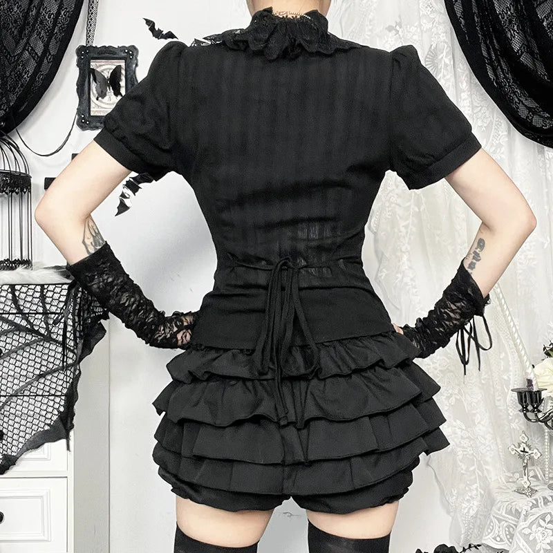 Gothic Lace Ruffle Blouse