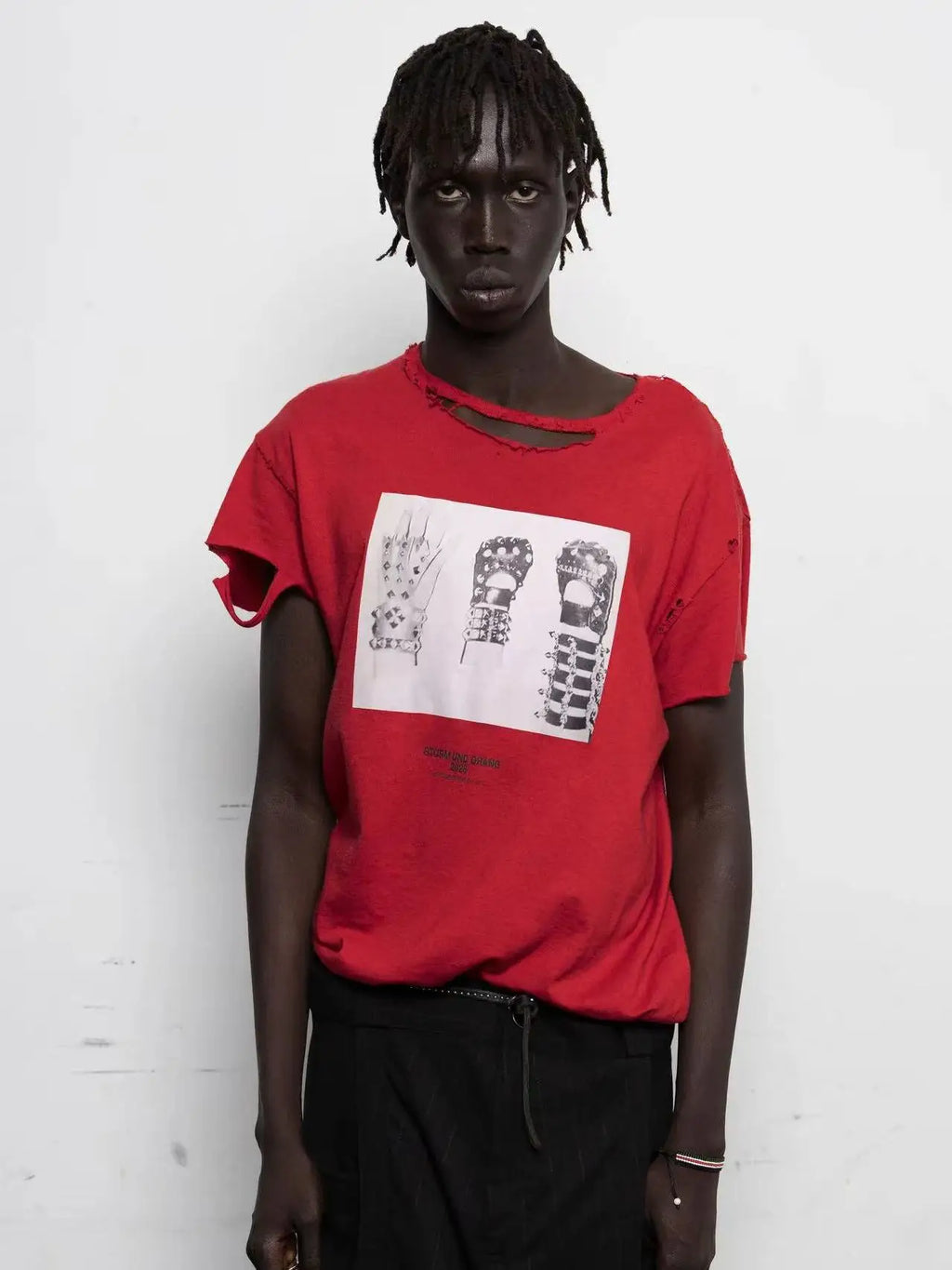 Red Distressed Photo Print Tee