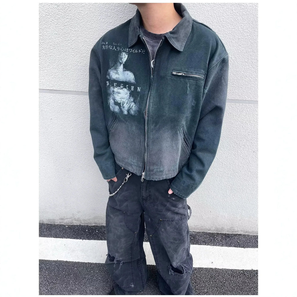Printed Washed Work Jacket
