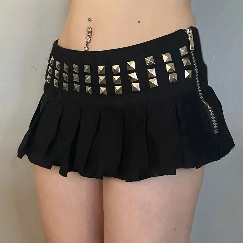 Studded Ruffle Mini Skirt