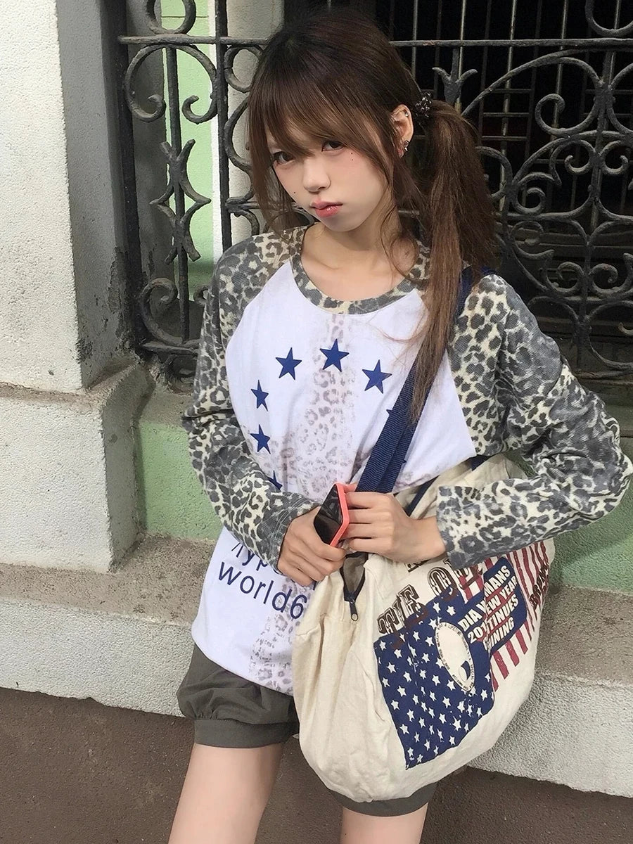 Leopard Raglan Slogan Tee