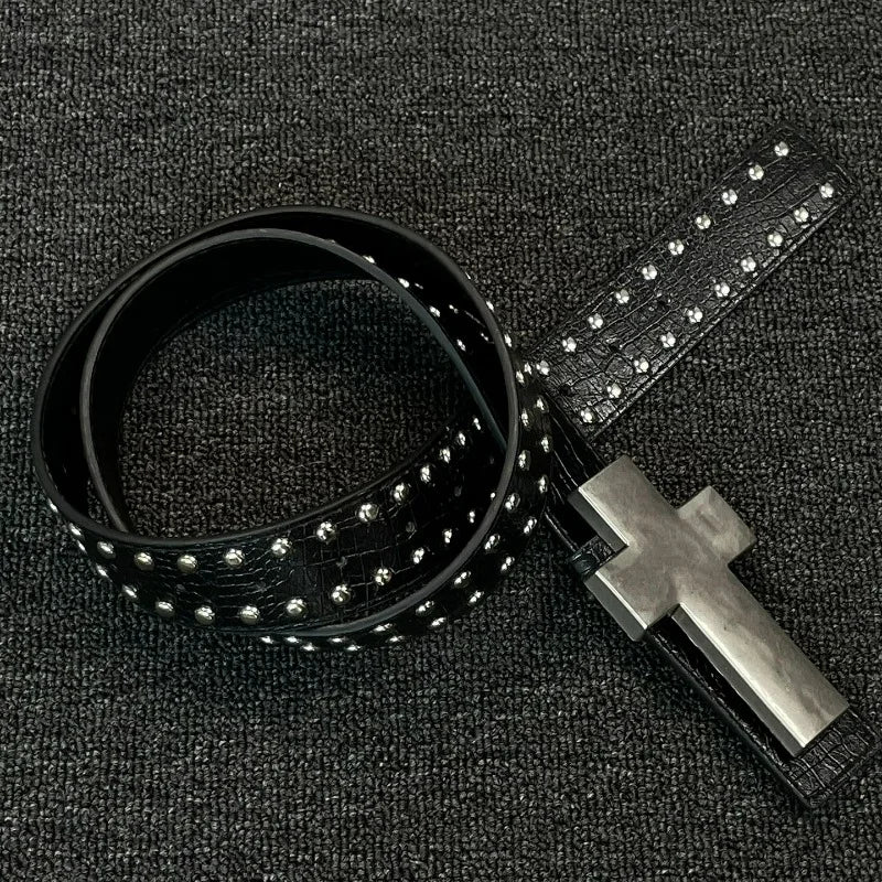 Studded Cross Buckle Belt