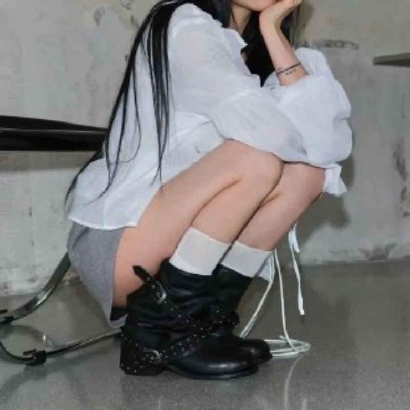 Rivet Buckle Slouch Boots