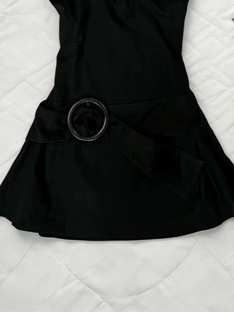 Black Belted Polo Mini Dress