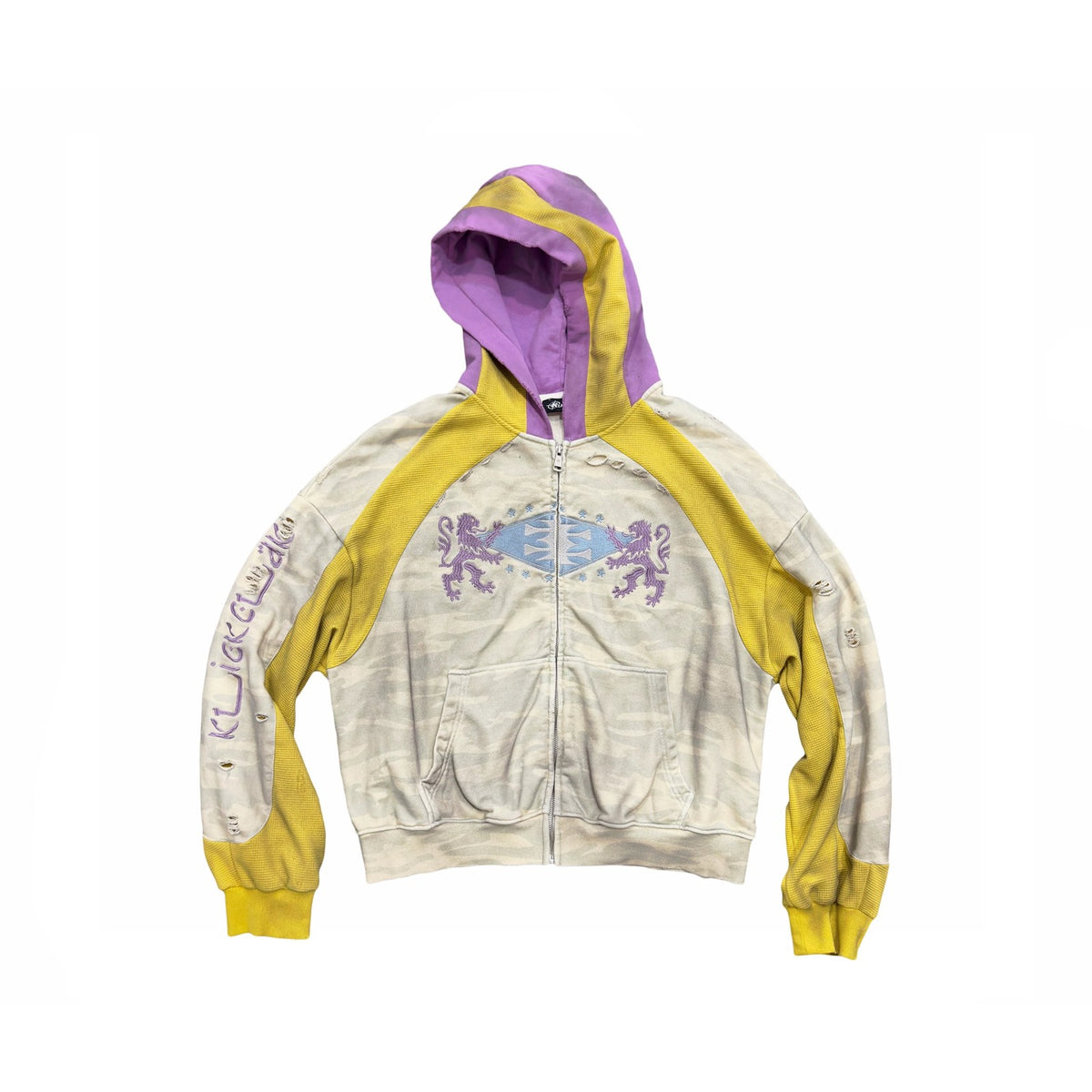 spray dyed waffle hoodie