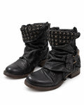 Rivet Buckle Slouch Boots