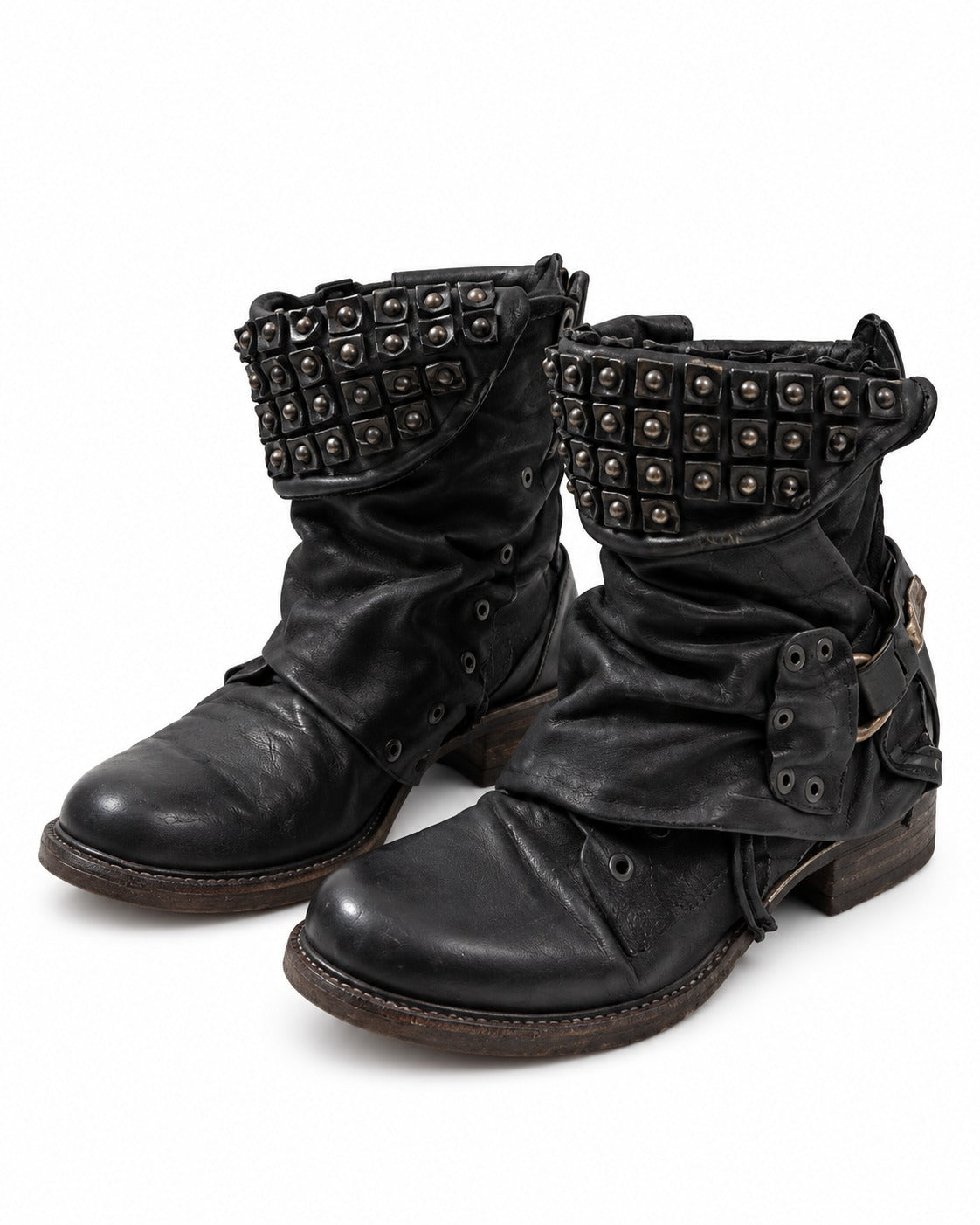 Rivet Buckle Slouch Boots