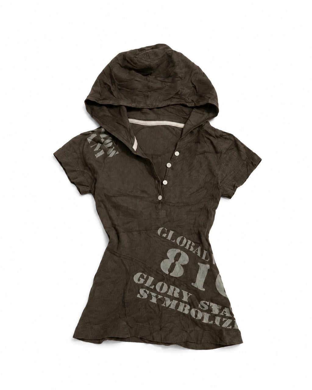 Brown Hooded Short Sleeve Tee