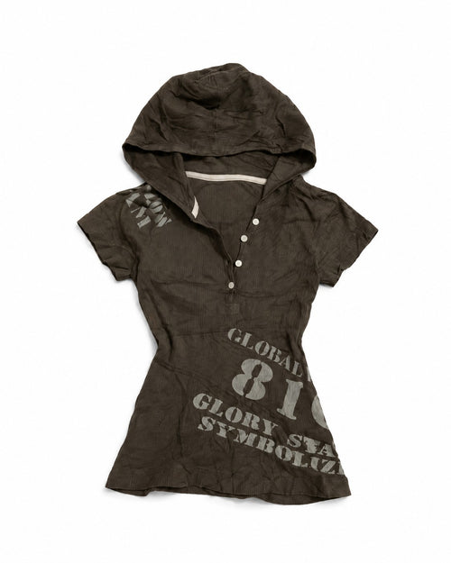 Brown Hooded Short Sleeve Tee