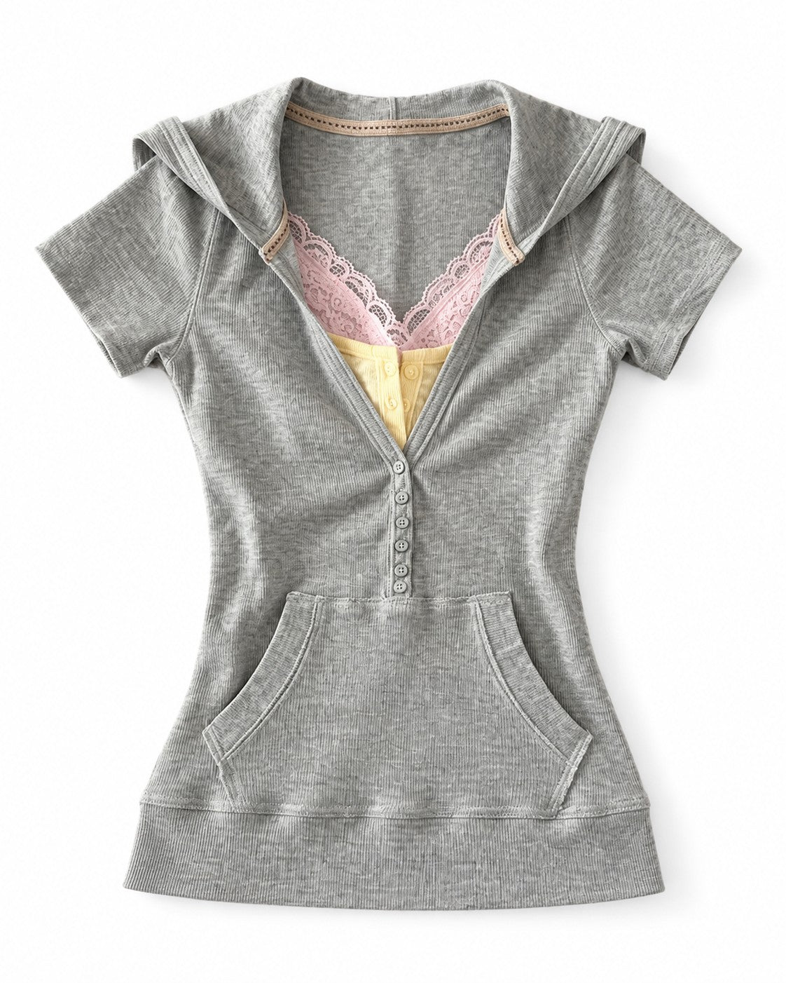 Grey Hooded Knit Tee