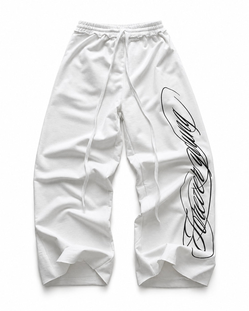 Script Print Wide Sweatpants
