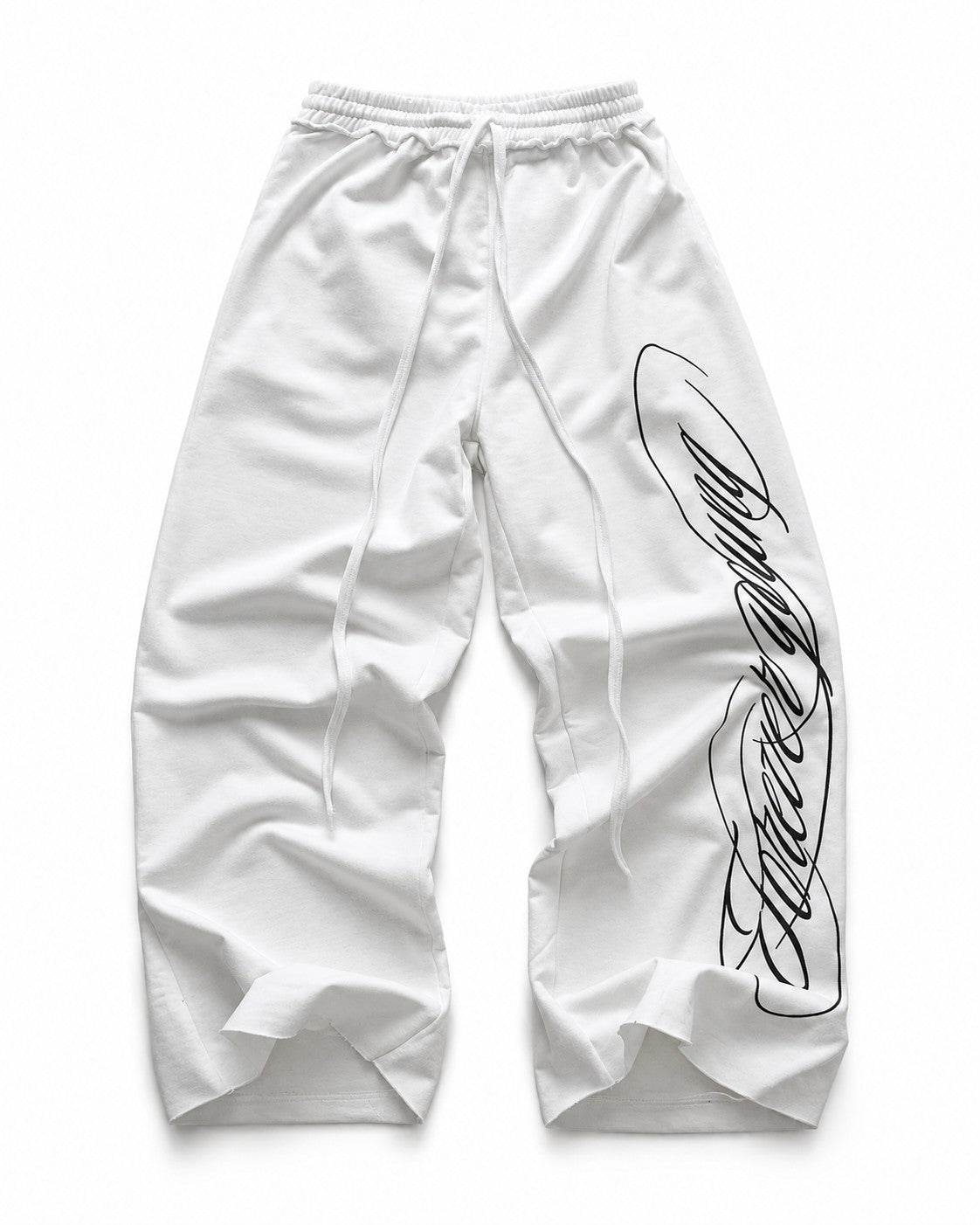 Script Print Wide Sweatpants