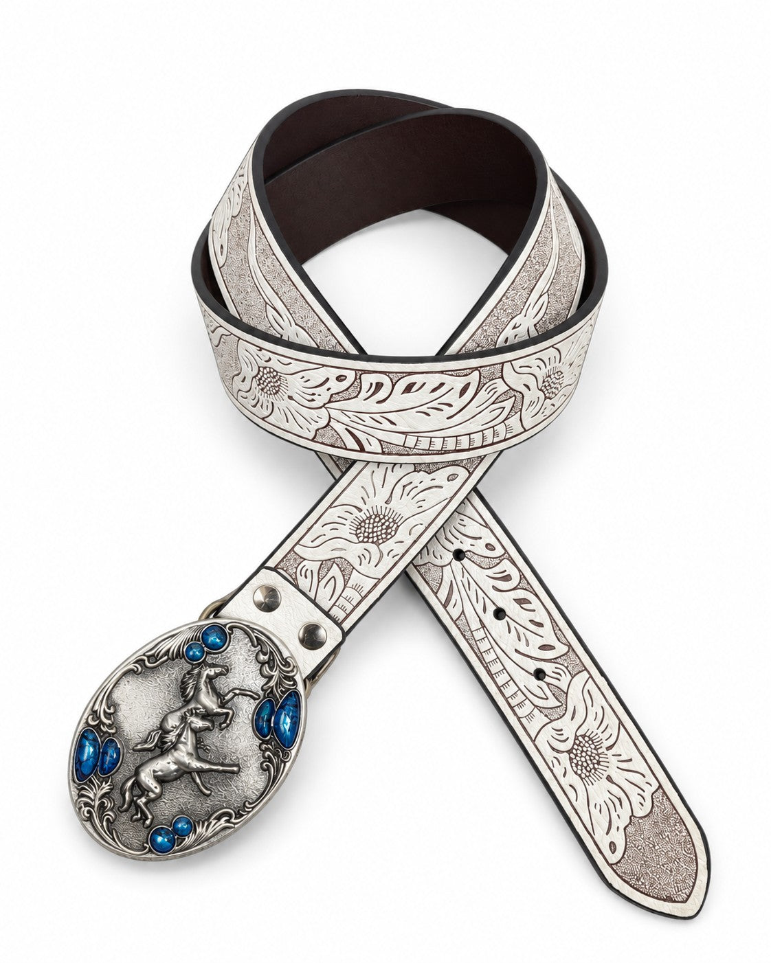White Western Buckle Belt