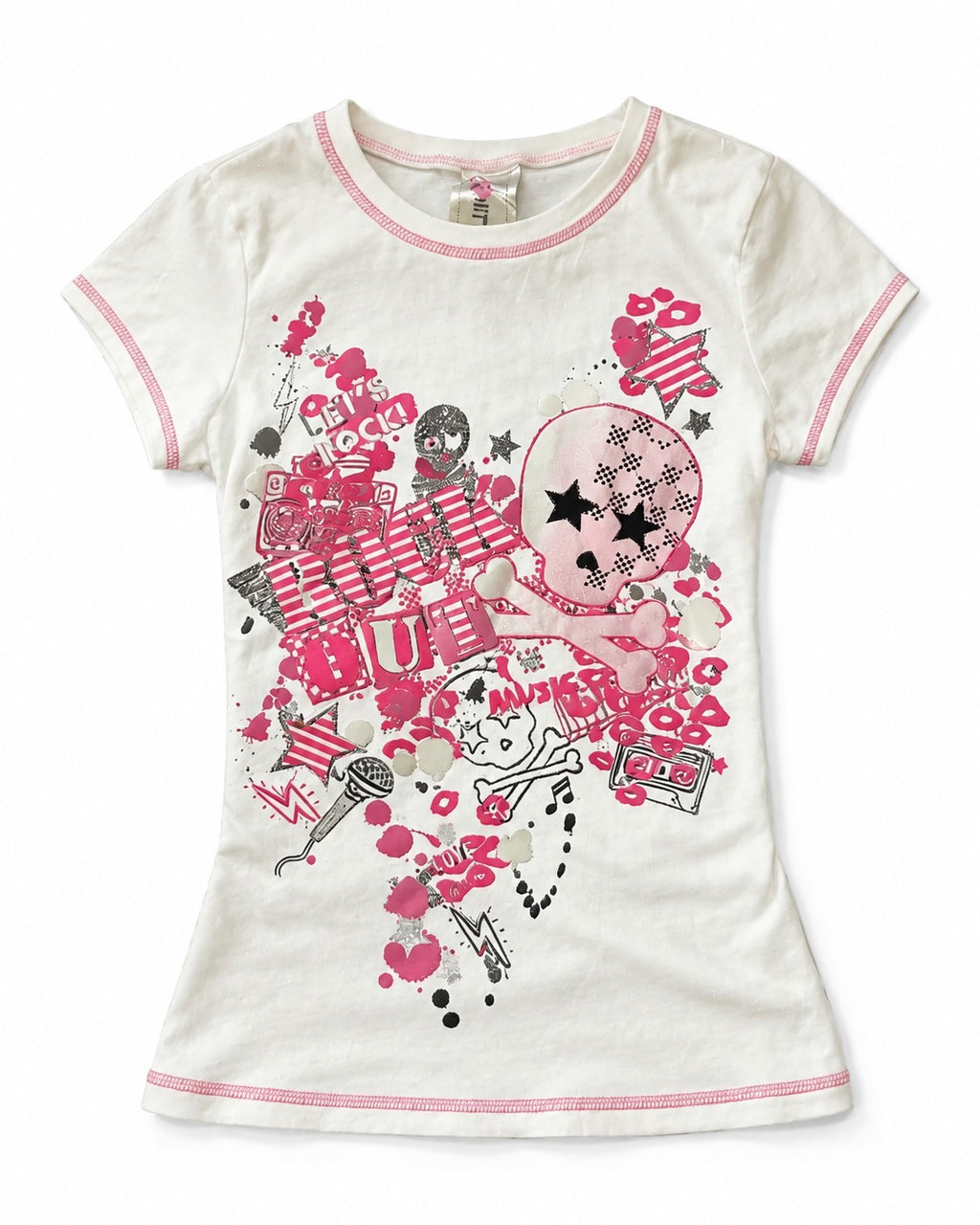 Pink Skull Crop Tee