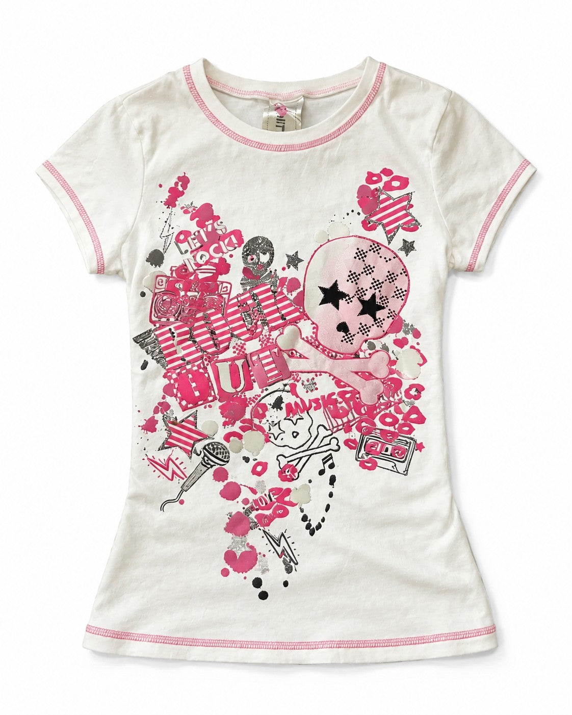 Pink Skull Crop Tee