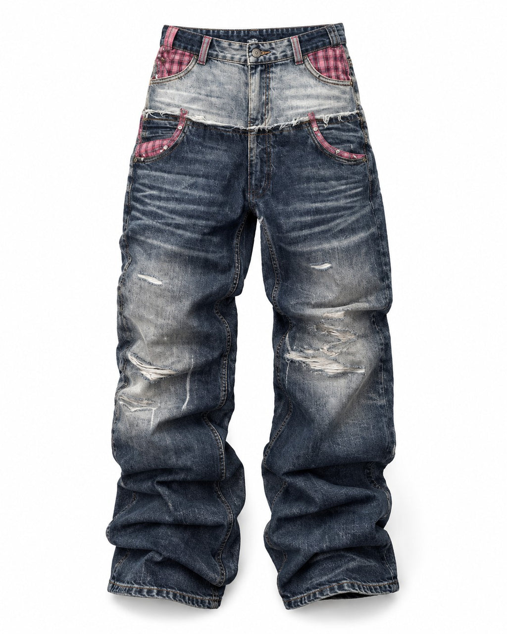 Patch Panel Straight Jeans