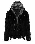 Striped Hood Double-Breasted Jacket
