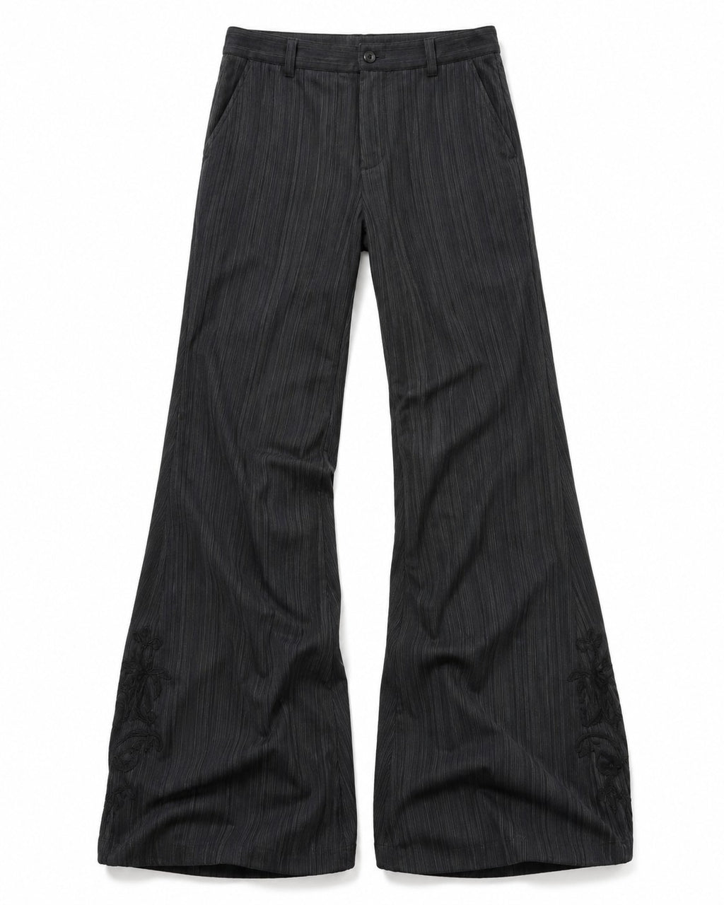 Iris Embroidered Pinstripe Flares