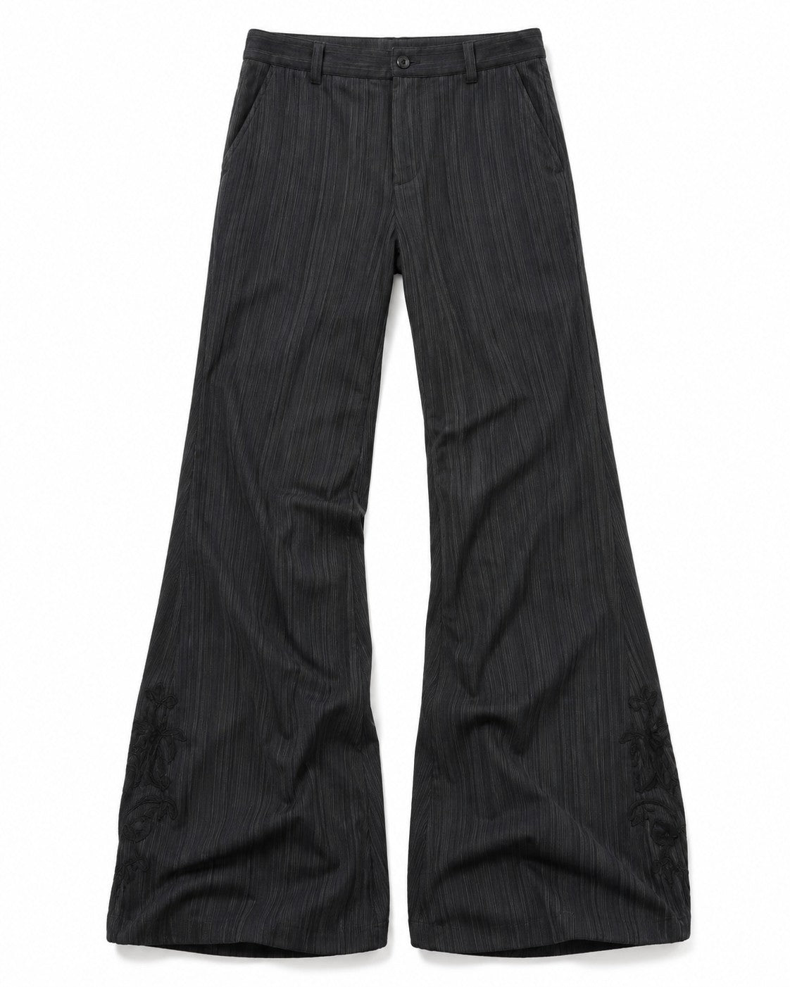 Iris Embroidered Pinstripe Flares