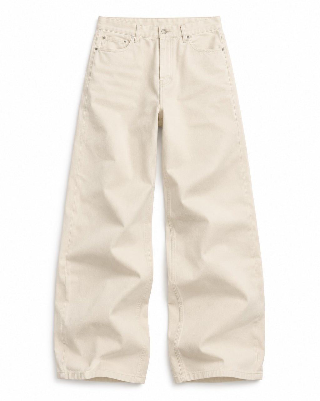 Oatmeal Cotton Straight Jeans