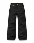 Raw Black Denim Straight Jeans